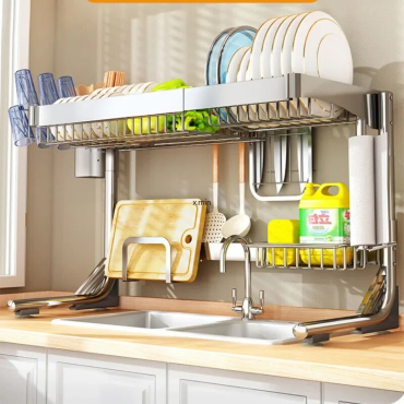 Stainless-Steel-Kitchen-Sink-Bowl-Rack-Countertop-Dish-Spatula-Cutting-Board-Drain-Rack-Cutlery-Kitchen-Supplies